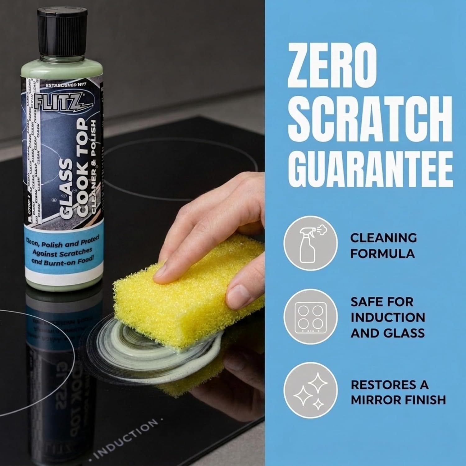 FLITZ Glass Cooktop Cleaner & Polish w/Cleaning Sponge (8oz)