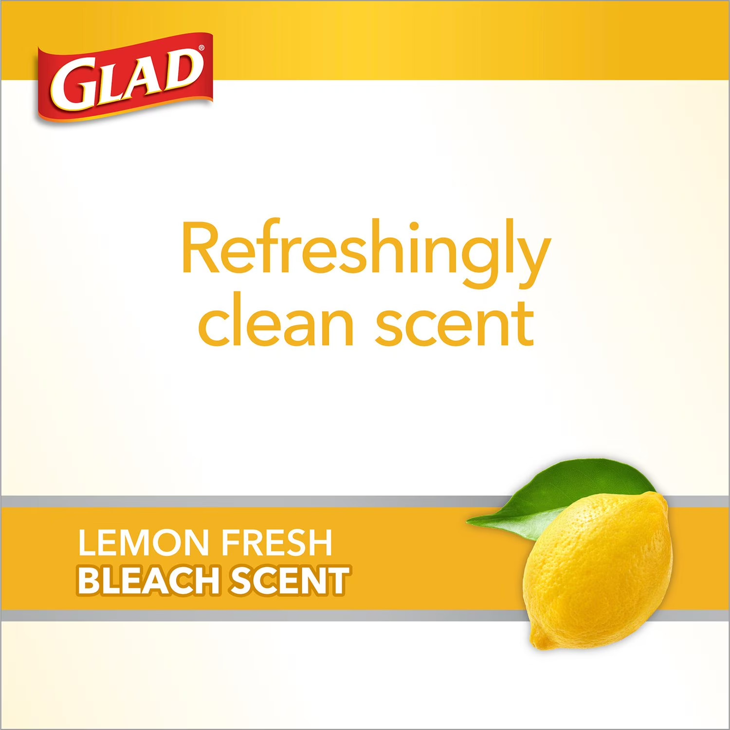 Glad ForceFlex Tall Kitchen Trash Bags With Clorox, Lemon Fresh Bleach Scent 13