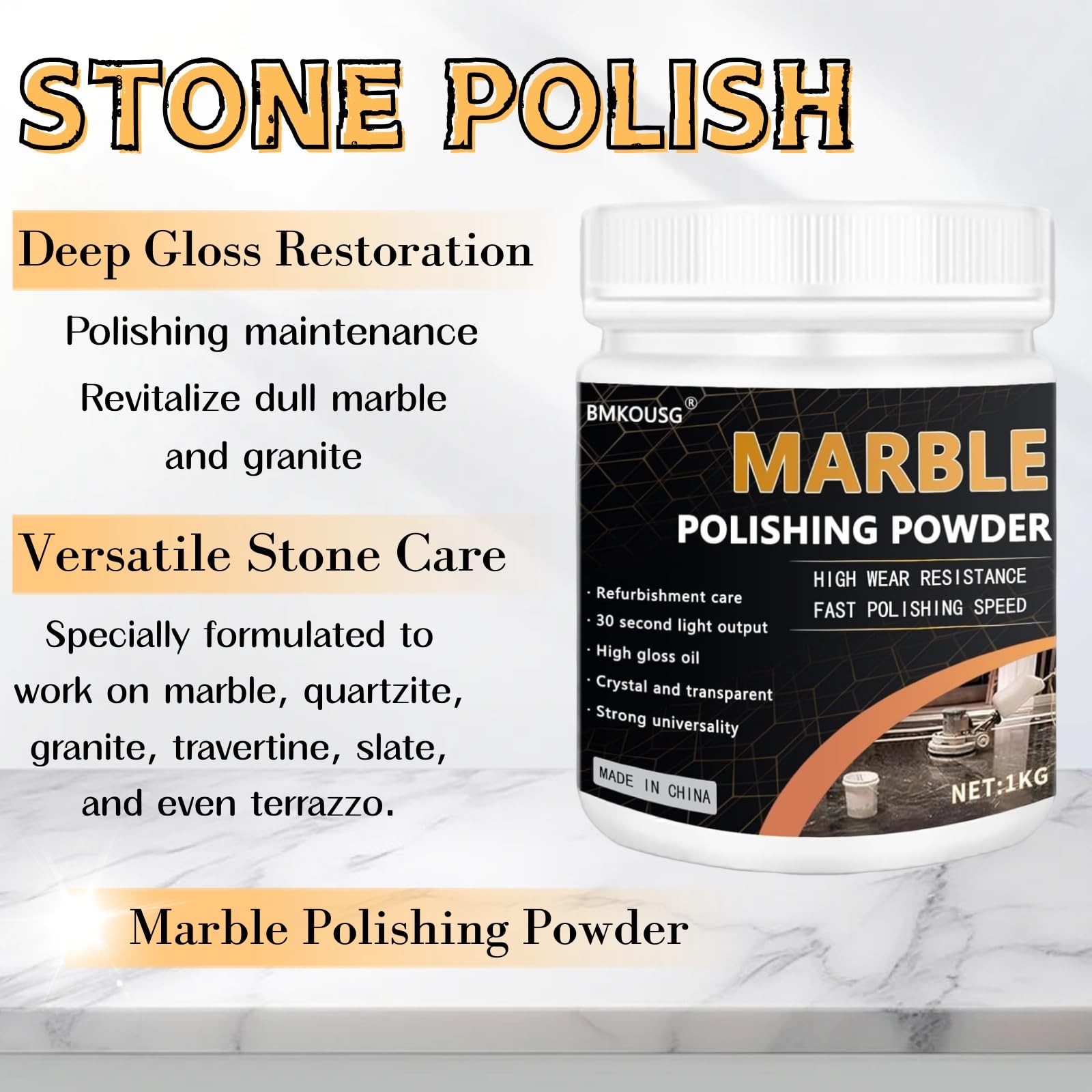 2.2LB Marble Polishing Powder Granite Polish Marble Cleaner Nature Stone Seal…