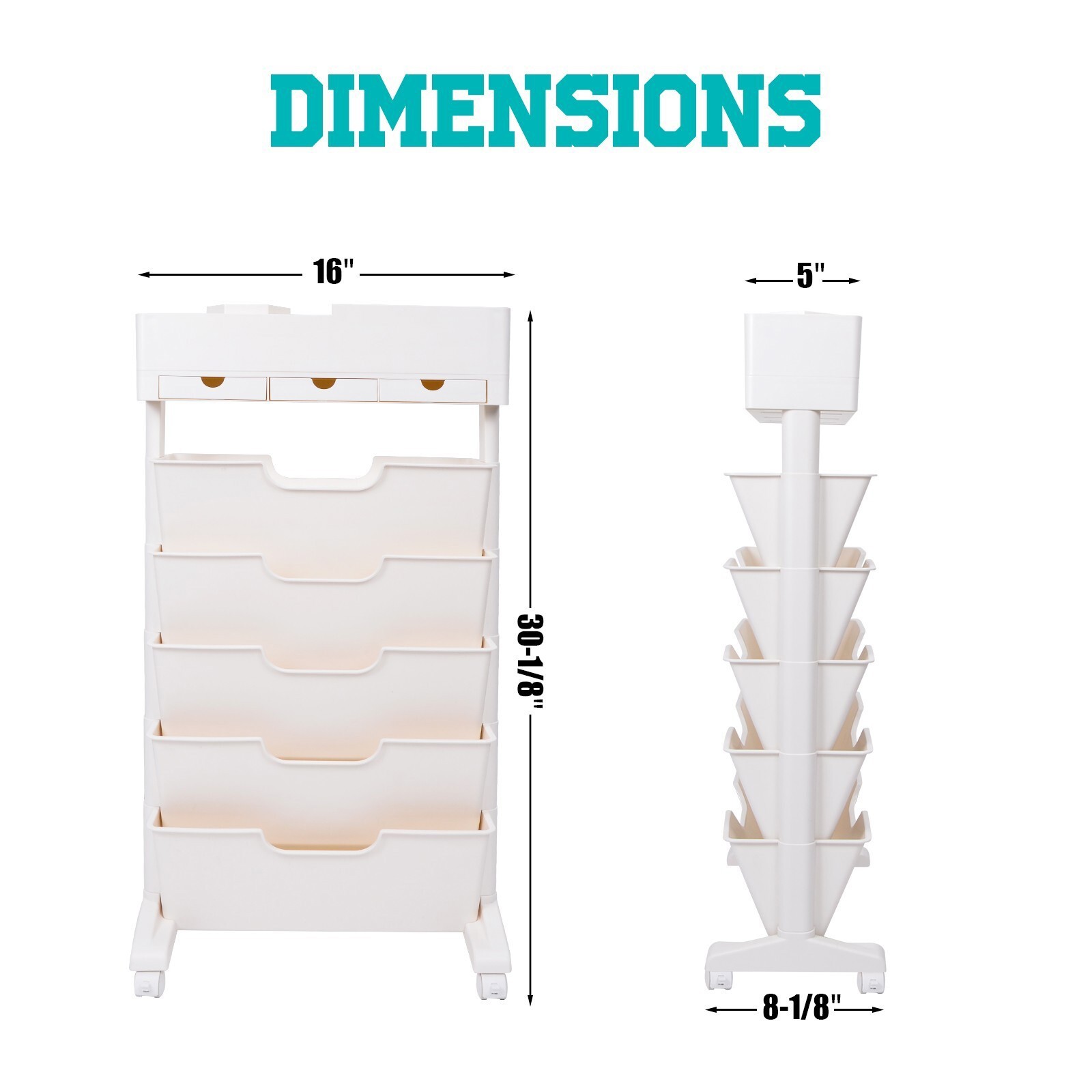 6-Tier Rolling Book Cart Mobile Storage Organizer with Wheels for Office Home
