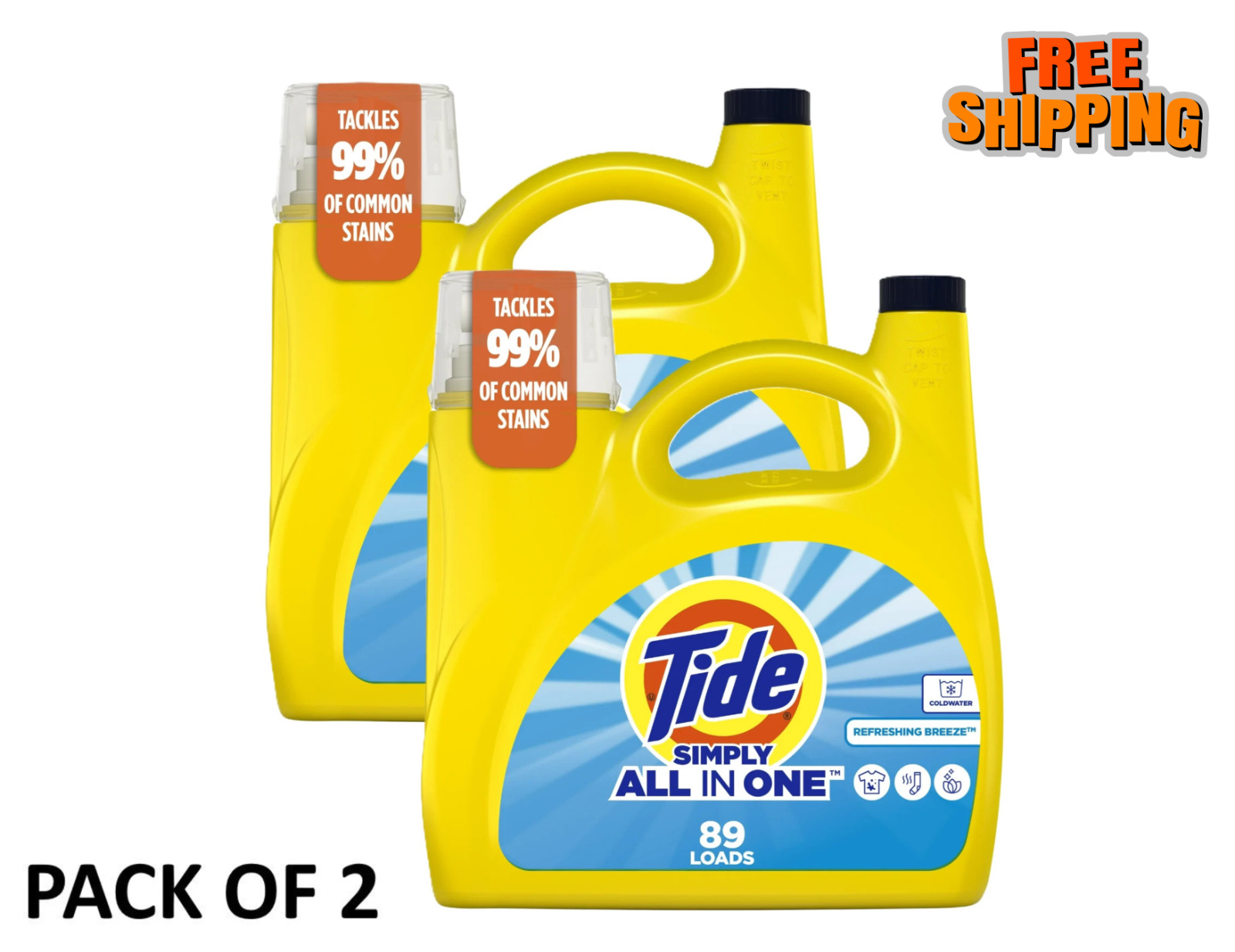 Tide Simply Liquid Laundry Detergent Refreshing Breeze Scent 117 fl oz 89 Loads