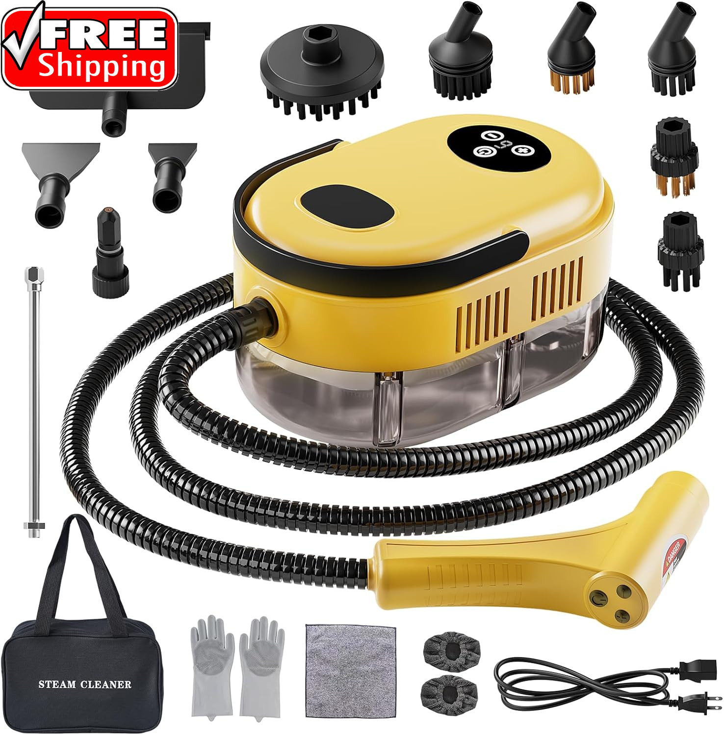 Handheld Steam Cleaner, 10S Fast Handheld Heating Steamer for Cleaning 15-In-1 H
