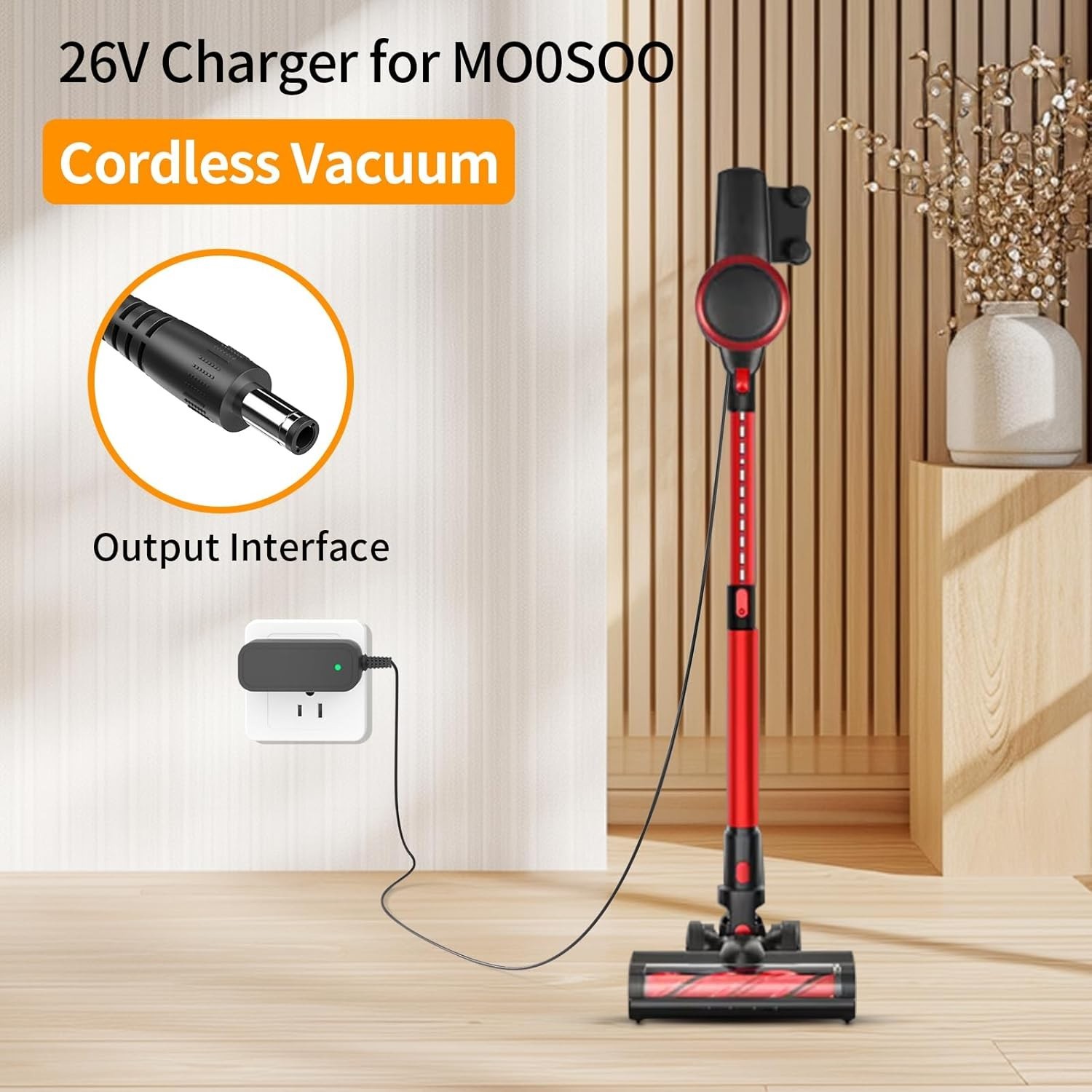 Moosoo Cordless Vacuum Charger Compatible with X6, K17, XL618A – 110V Input