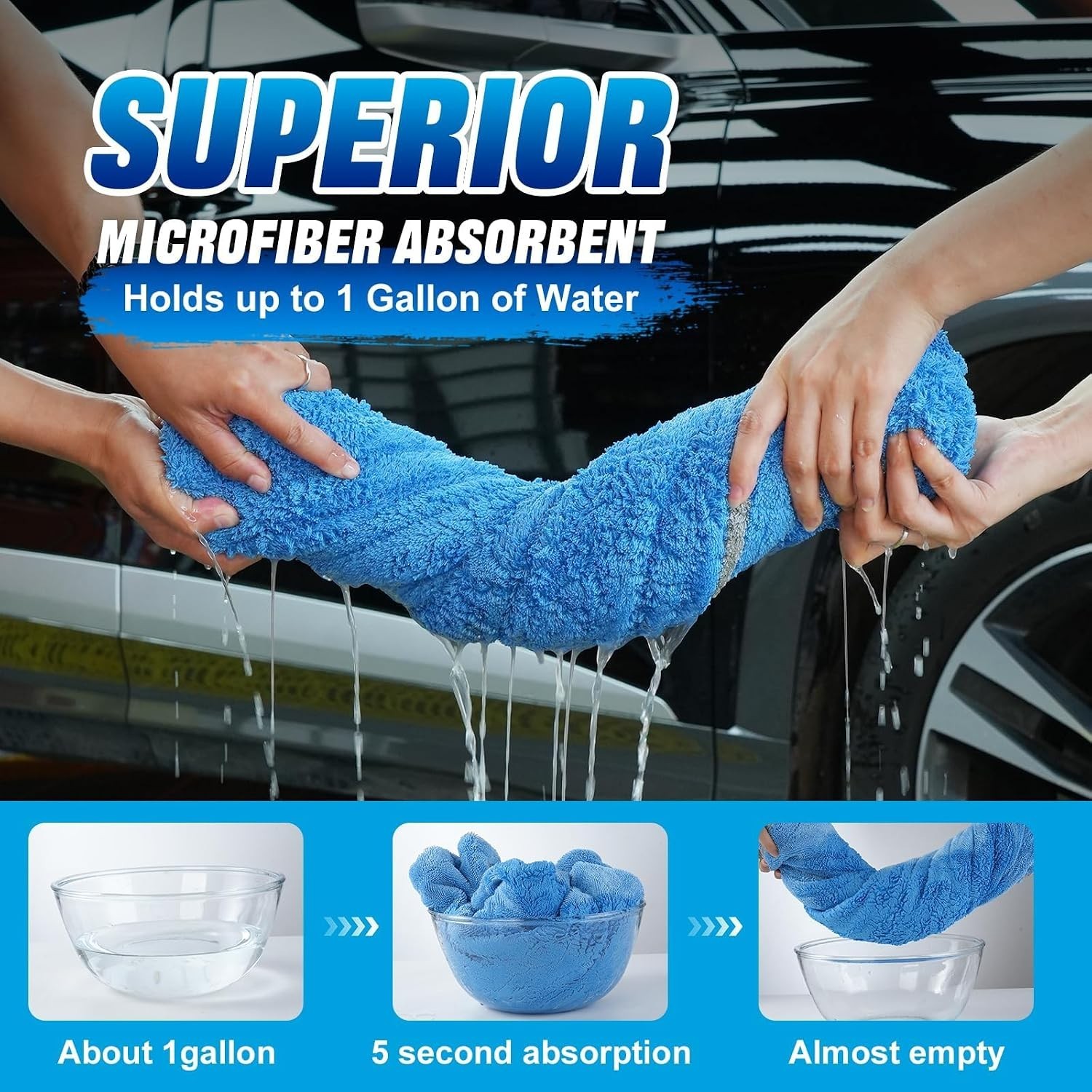 2 Pack Car Drying Towels 48″ x 24″, Extra Large Microfiber Towels for Cars, 1…