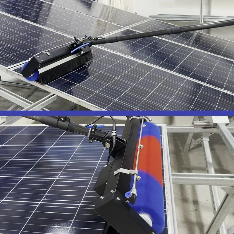 Professional Solar Panel Cleaning Brush,400RPM,Water-Fed System,AC/DC Power