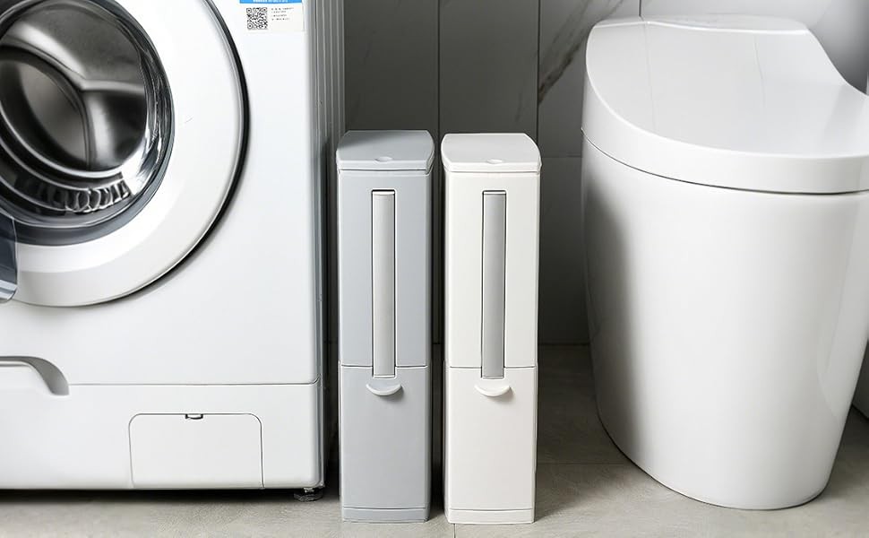 Slim Bathroom Trash Cans with Lid 4.4 Inches Wide/0.7 Gallons(3 Liters),Small