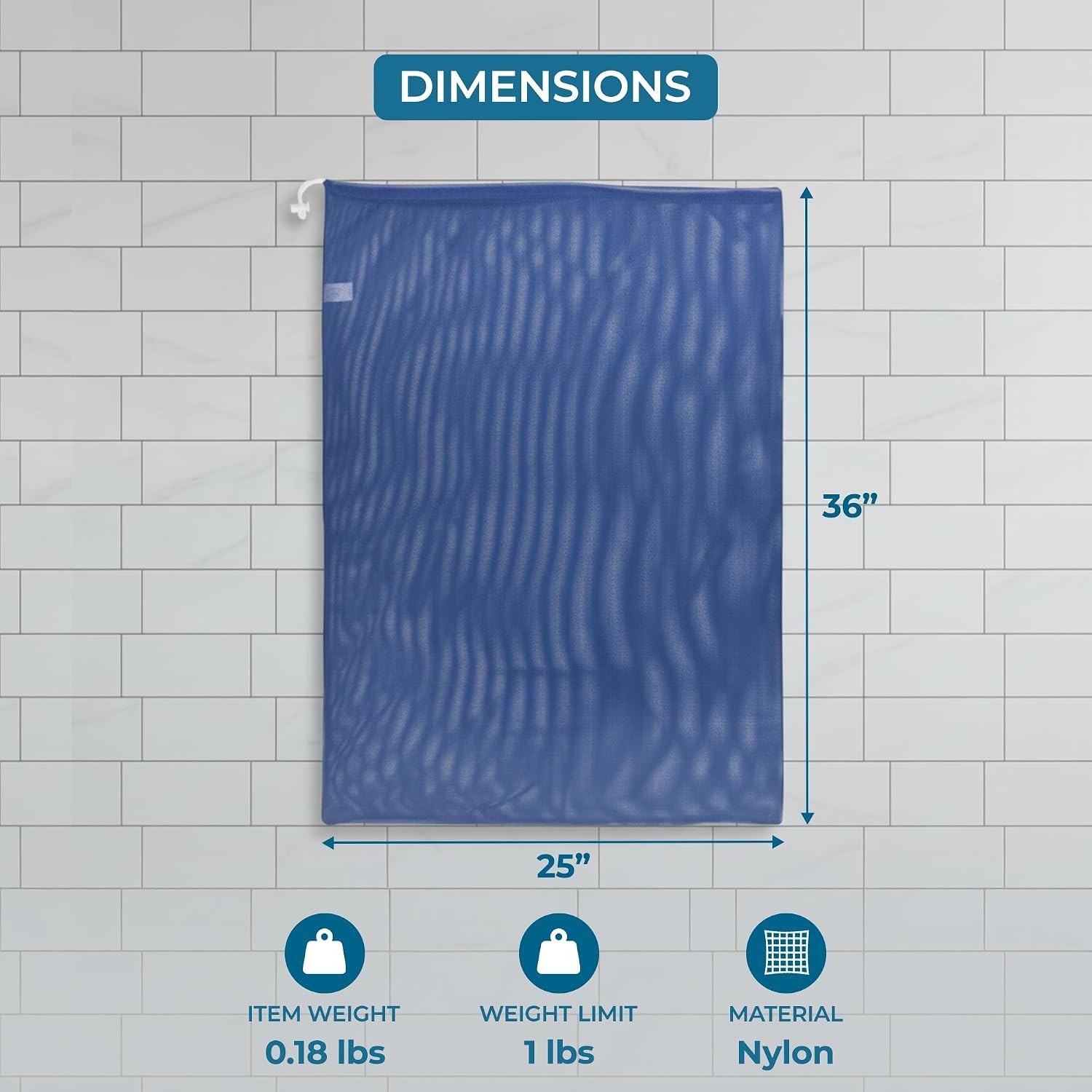 Lightweight Drawstring Mesh Laundry Bag in Blue – Perfect for Easy Transport