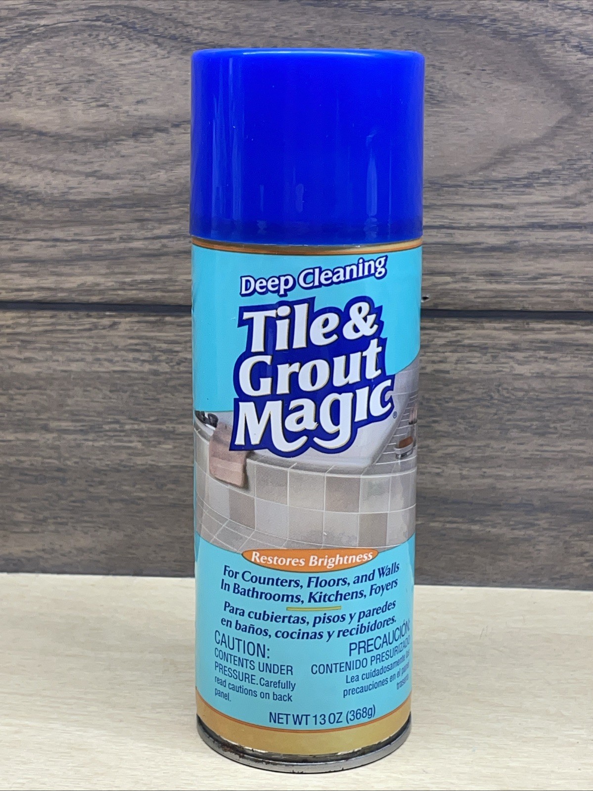 Vintage Tile & Grout Magic Aerosol Cleaner Spray Can 13oz ~ Polishes & Brightens