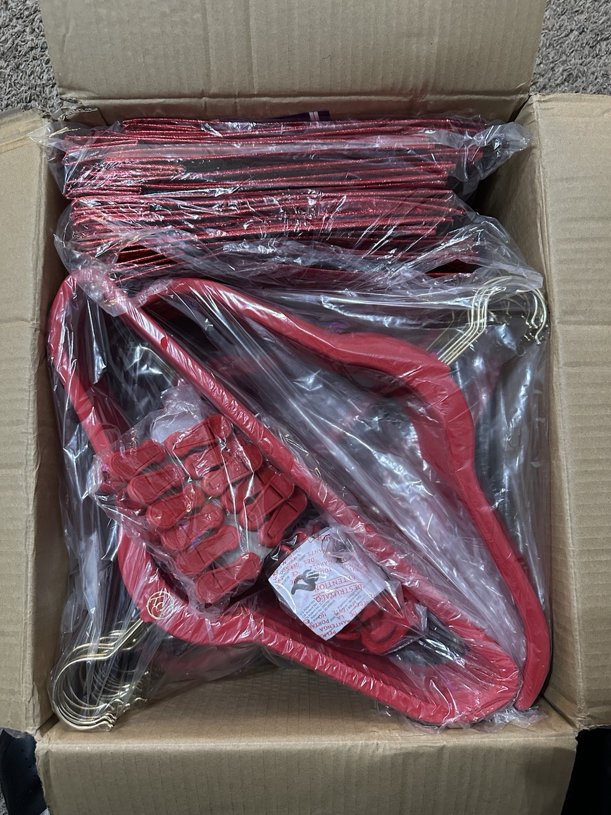 JOY Mangano Huggable Hangers 132 Pc Red 36 Shirt, 36 Suit Set, Clips, Bags & Mor