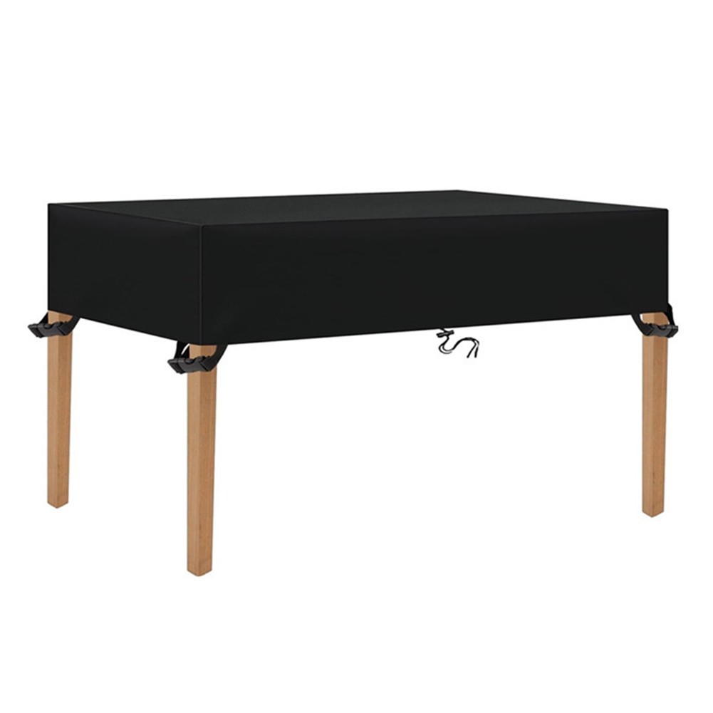 Black Rectangular Patio Table Cover Fits 122x61x15cm to 228.6x102x15cm