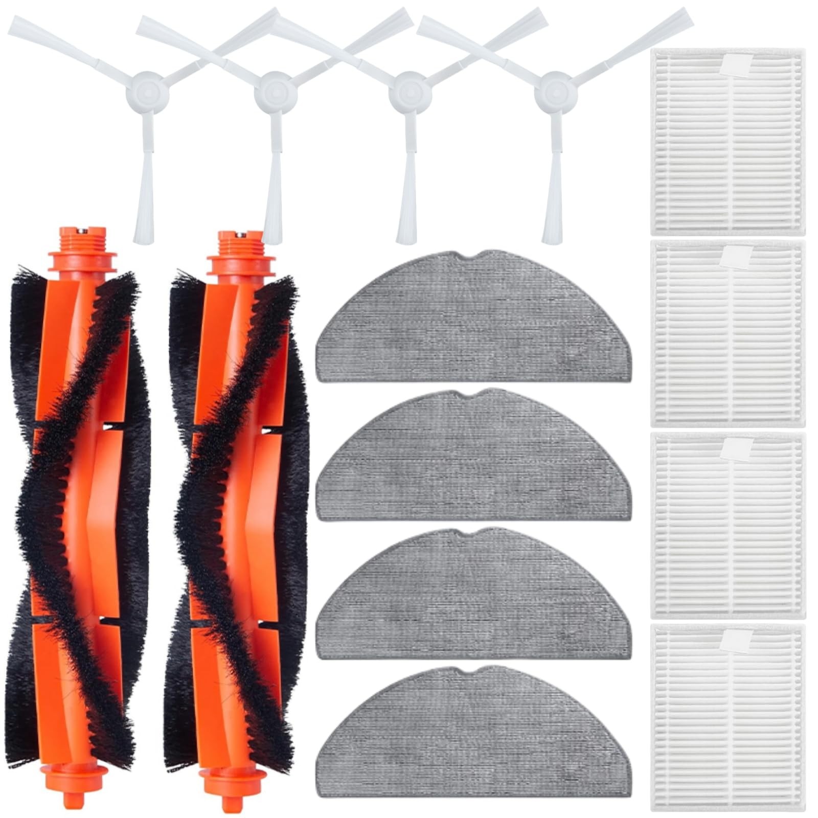 Replacement Parts for Xiaomi S20 Robot Vacuum Cleaner, 2 Main Brush, 4 HEPA F…
