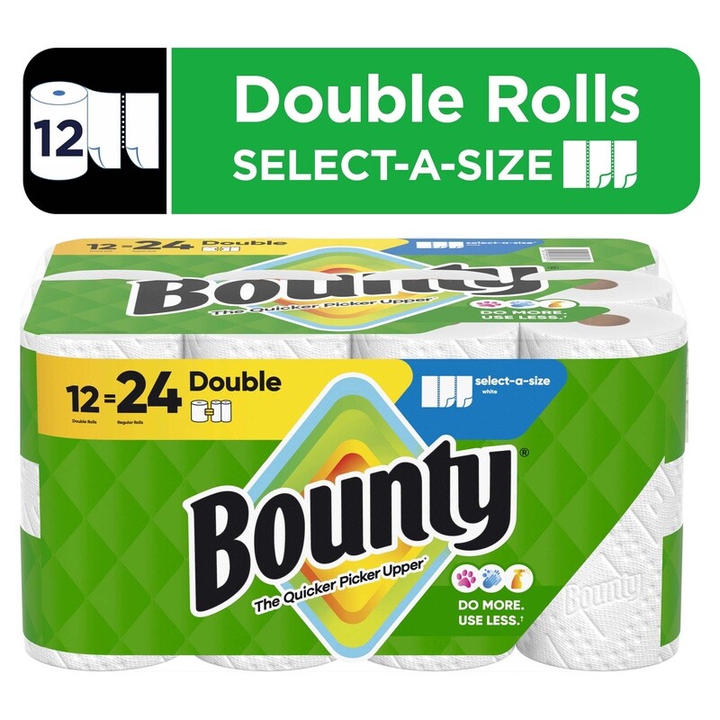 Select A Size Paper Towels 12 Double Rolls 82 Sheets Absorbent Durable Cleaner