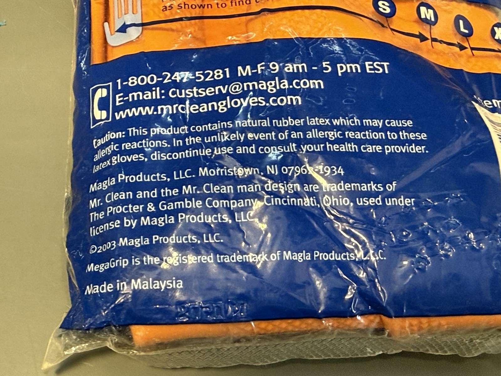 Mr. Clean Mega Grip Premium Latex Gloves • Large • Orange Extra Long Cuff •