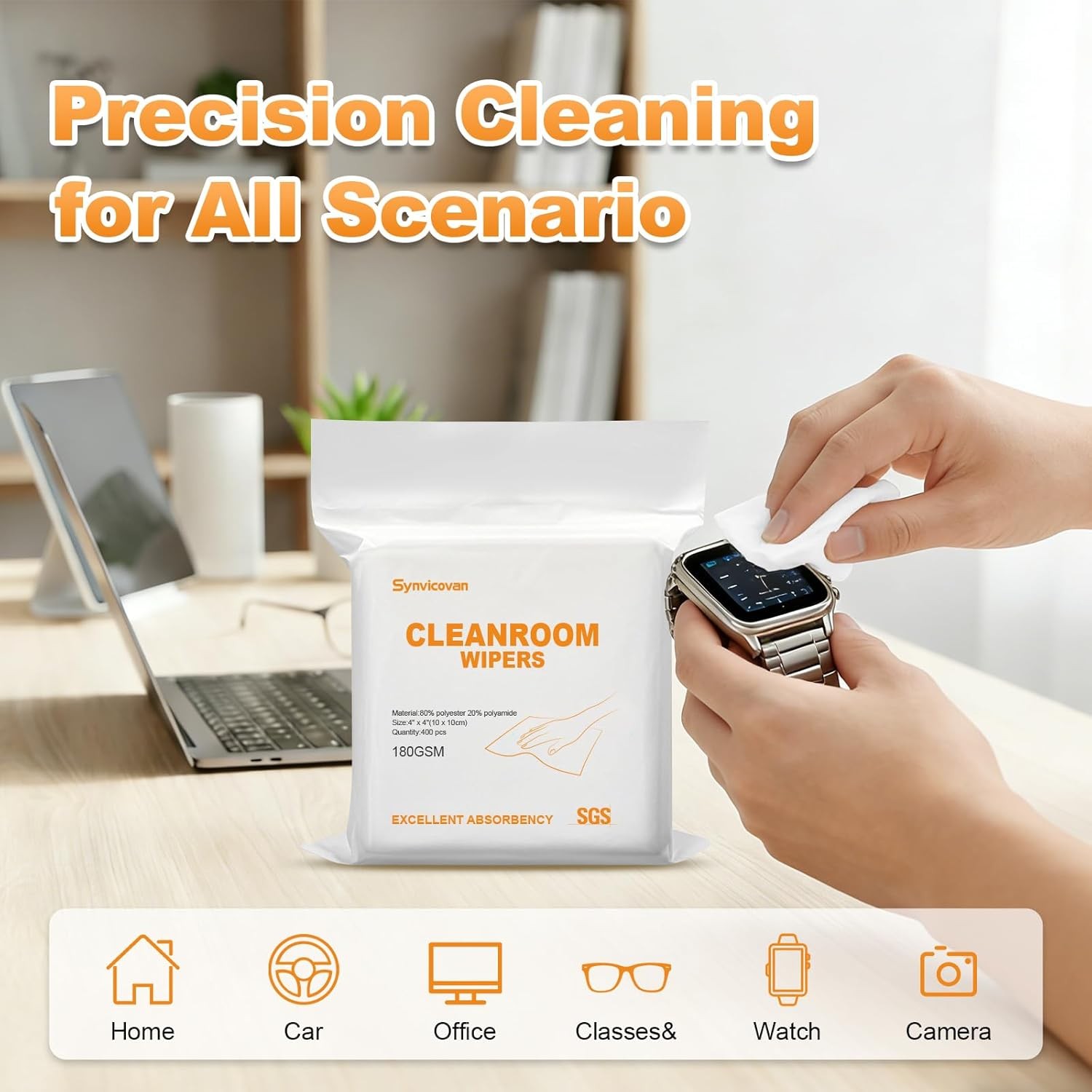 Microfiber Wipes 4″x4″(400 Pcs,Class 100 180GSM Superfine Lint Free Cloths