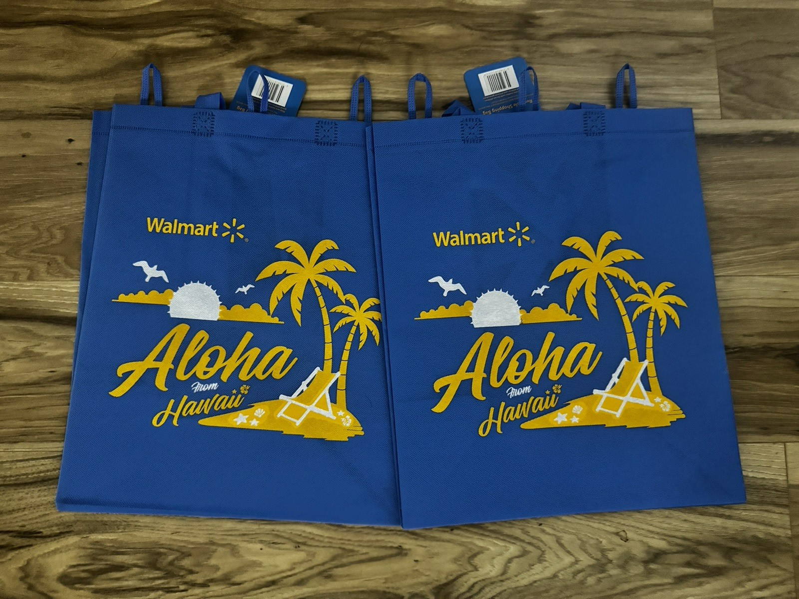 LOT of 2 Walmart Hawaii Reusable Shopping Bag Tote Bag NEW 2025 BLUE ALOHA NWT