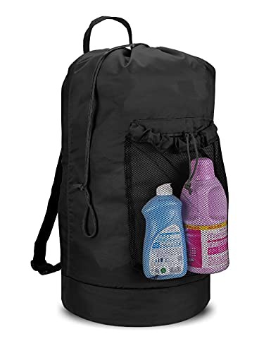 Backpack Laundry Bag 115L Large Hamper w/ Shoulder Straps Drawstring Black