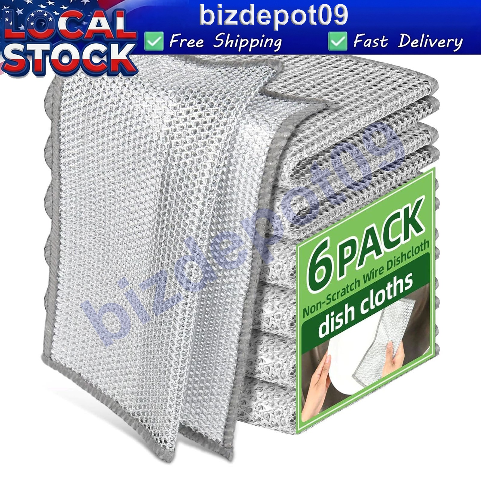6 Pack Multifunctional Non-Scratch Wire Dish Cloth Mesh Knit Cleaning Cloth US