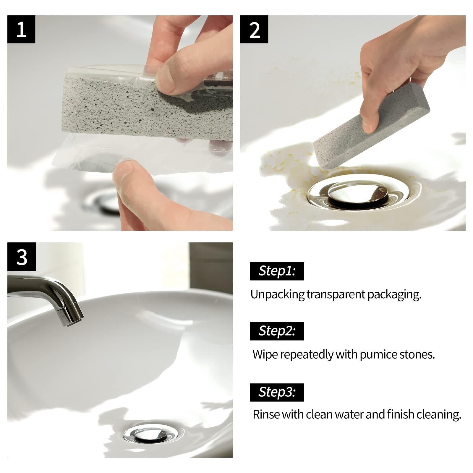 10 Pumice Stones, Toilet Bowl Cleaner Stick, Bathtub, Sink Scrubber, Gray