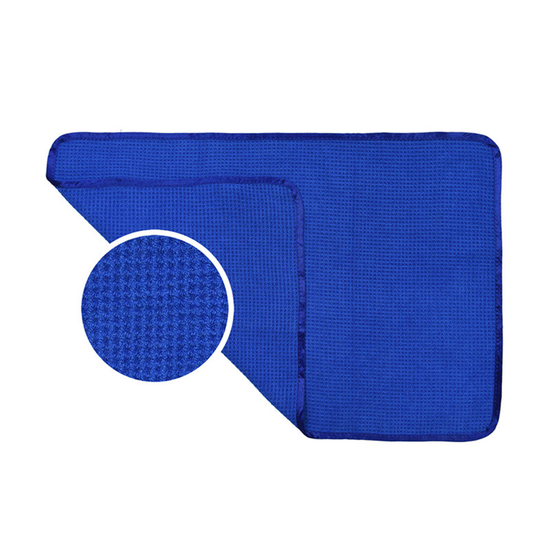 3 Pcs Waffle Weave Glass & Window Microfiber Towel, Blue 24″ x 16″