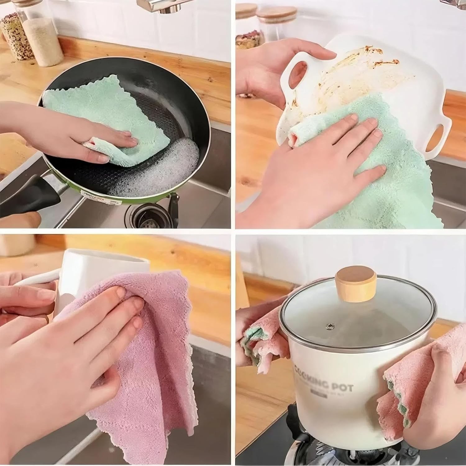 Reusable Microfiber Kitchen Cloths Absorbent Dish Towels 24 Pack