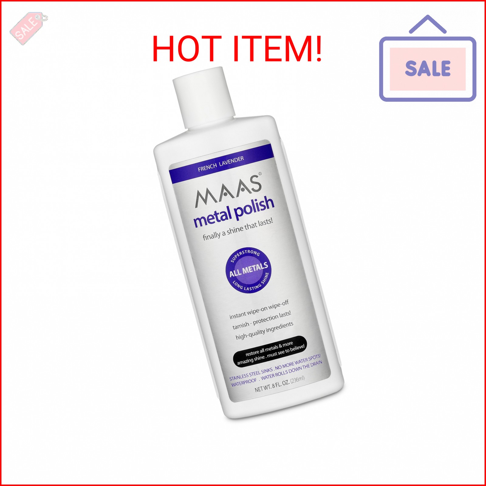 Maas International Liquid Metal Polish, 8-Ounce