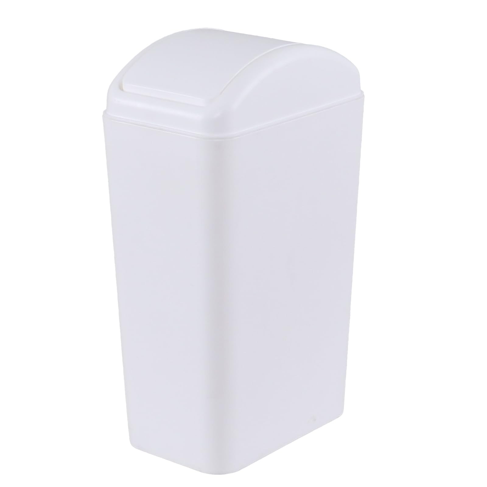 12 L 3.5 Gallon Plastic Swing Lid Trash Can Rectangular Slim Garbage White
