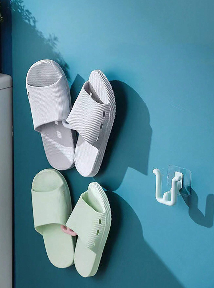 1 pc Wall-Mounted Self-Adhesive Bathroom Slipper Rack for Indoor Use–Space Saver