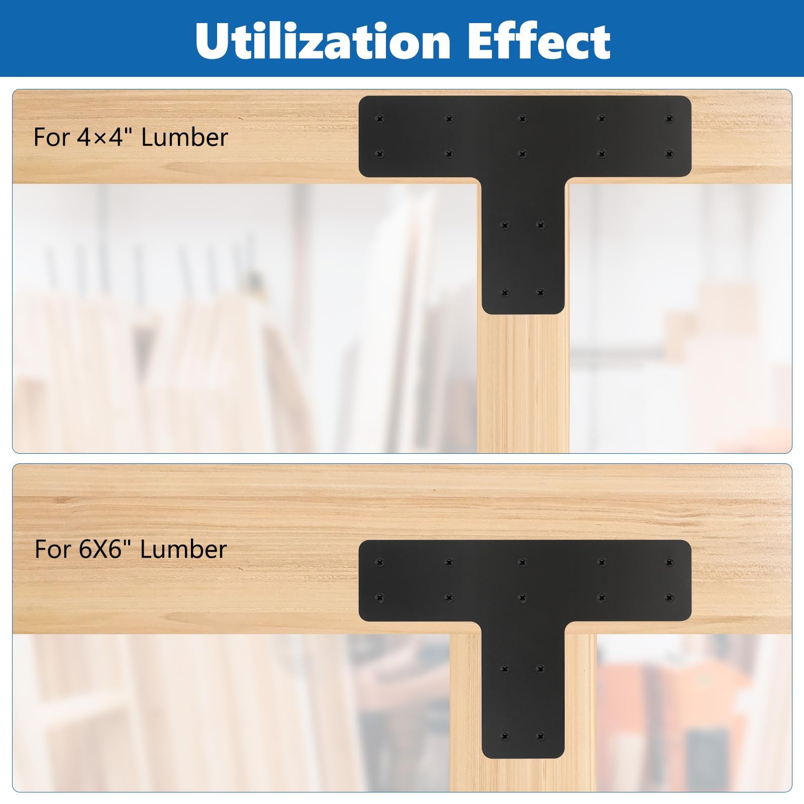 4 PCS 12×8 Inch T Post Timber Brackets Post To Beam Connector For 6×6 Steel