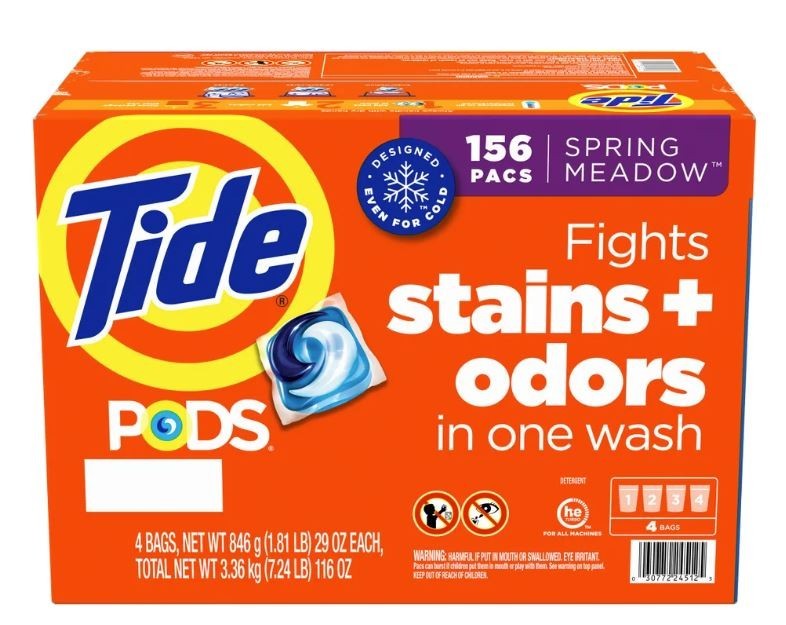 New Tide1 PODS Laundry Detergent Pacs – Spring Meadow, 156 ct Pods, Stain Free