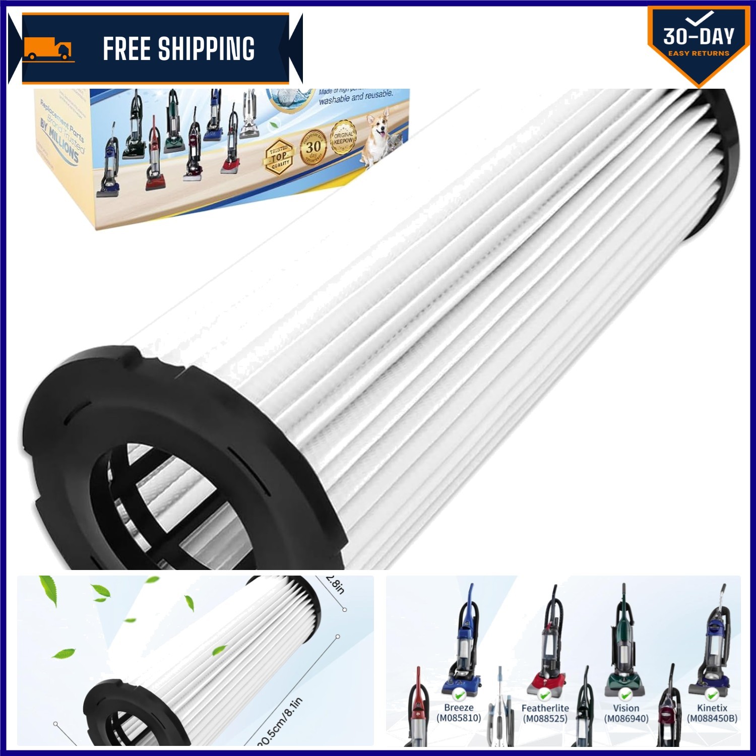 Replacement F1 HEPA Filter for Dirt Devil – Washable and Efficient Air Cleaner
