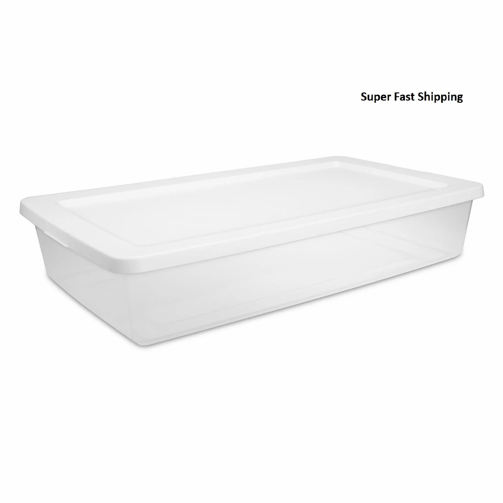 Sterilite 41 Quart Storage Box, Clear Plastic Storage Bin with Snap-on Lid.