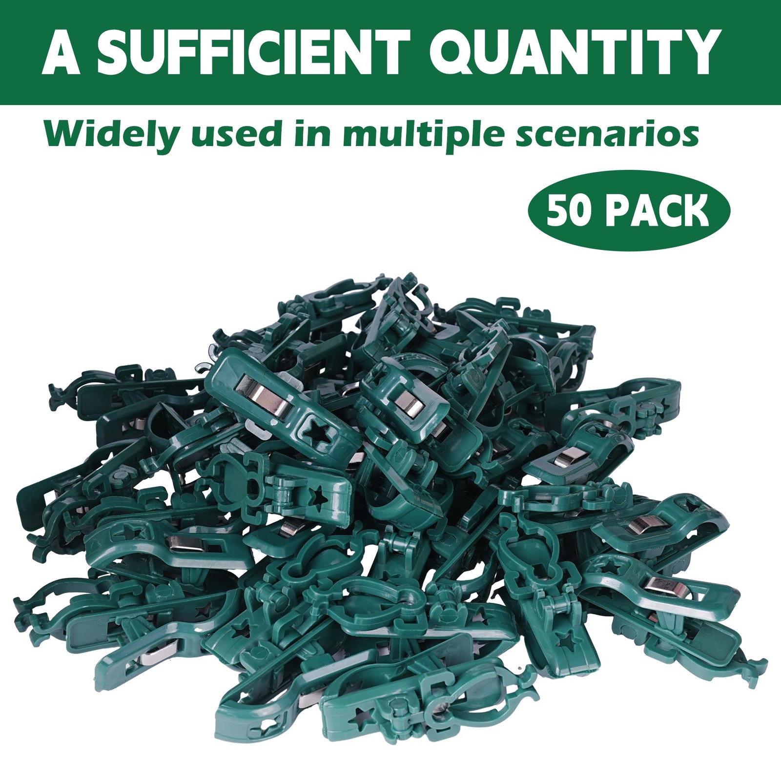 C7 C9 Universal Spring Clips for Holiday Lights, 50 Count Shatterproof Clips