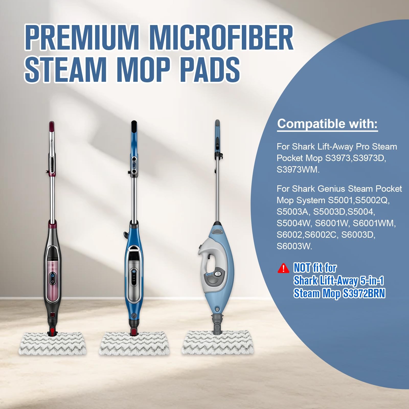 2 Pack Steam Mop Replacement Pads Compatible with Shark Genius Steam Mop S5003D