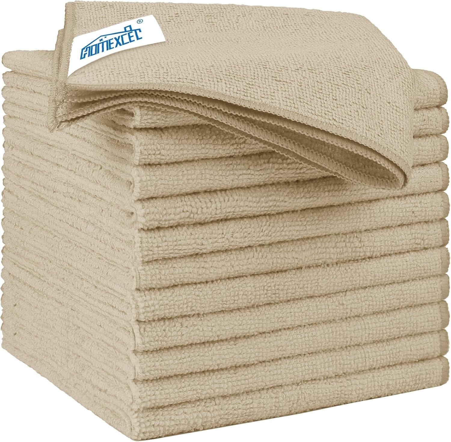 Brown Microfiber Cleaning Cloth, 12 Pack Cleaning Towels for Kitchen, Lint Free,