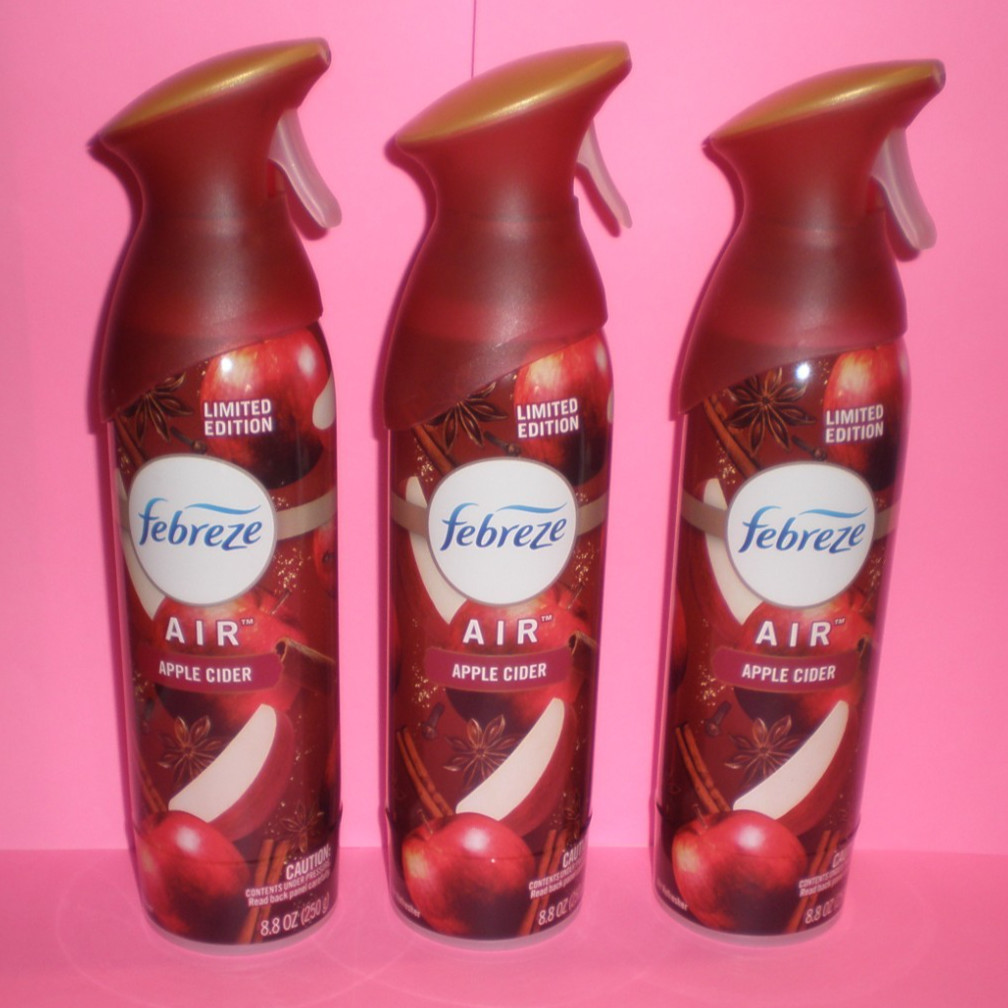 (3) FEBREZE Air Room Freshener Sprays APPLE CIDER 8.8 Oz each Spray Bottle