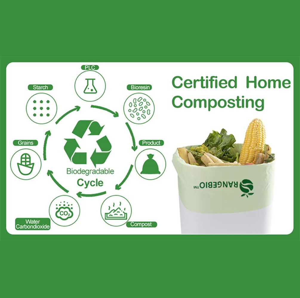OrangeBio 100% Compostable Compostable Shopping Bags, 200 Count