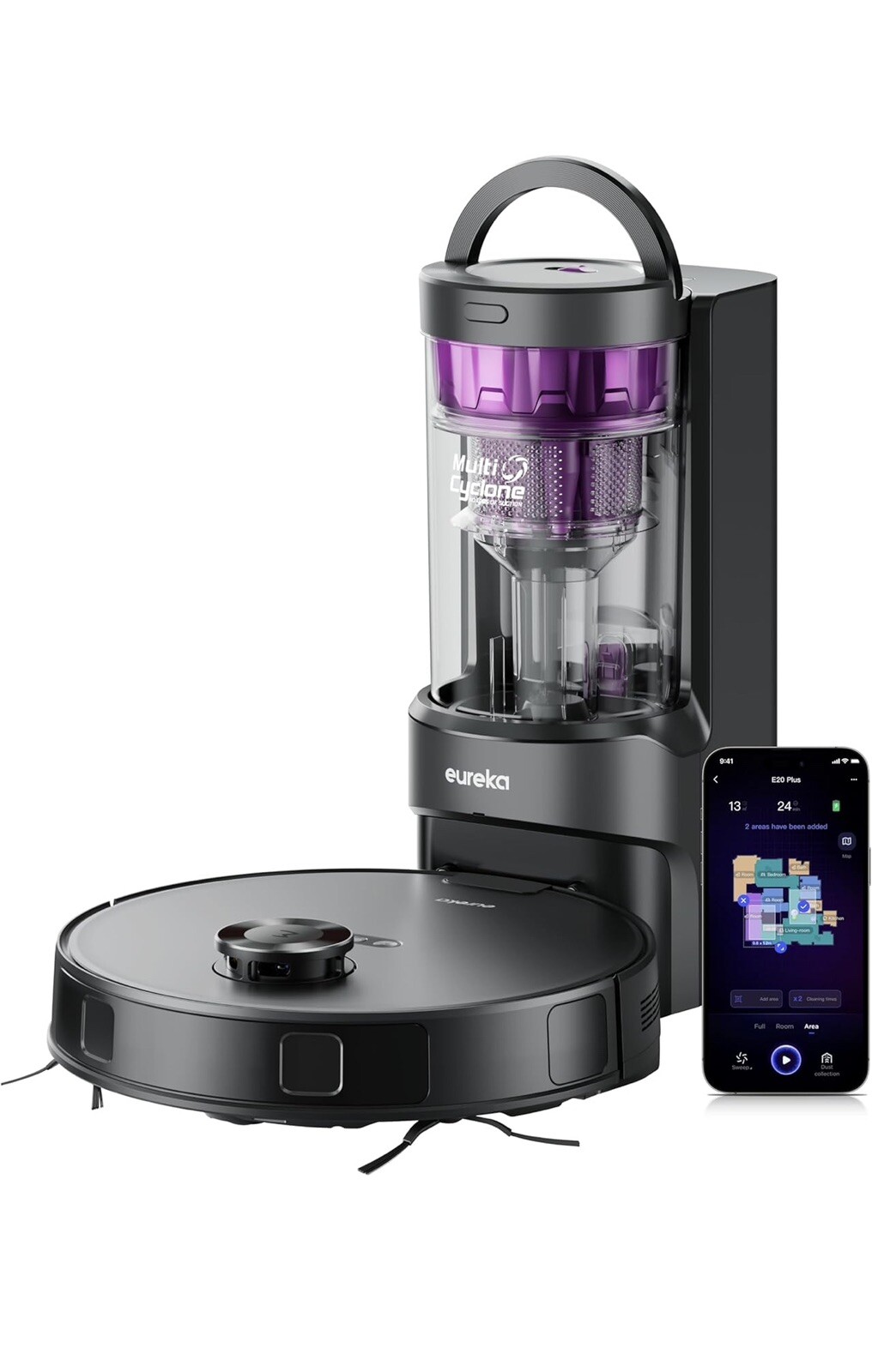 Eureka E20 Plus Robot Vacuum and Mop Combo with Bagless Self Emptying Station
