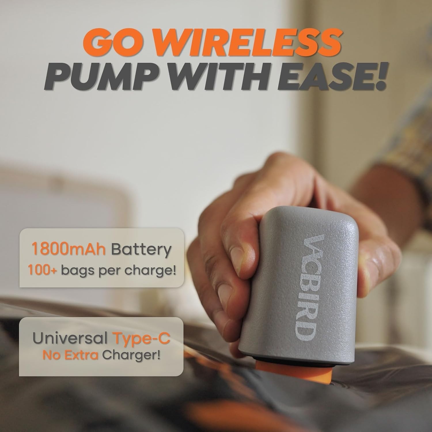 Vacbird Rechargeable Wireless Pump Travel Storage Bags Set – 20 Pack Portable Sp