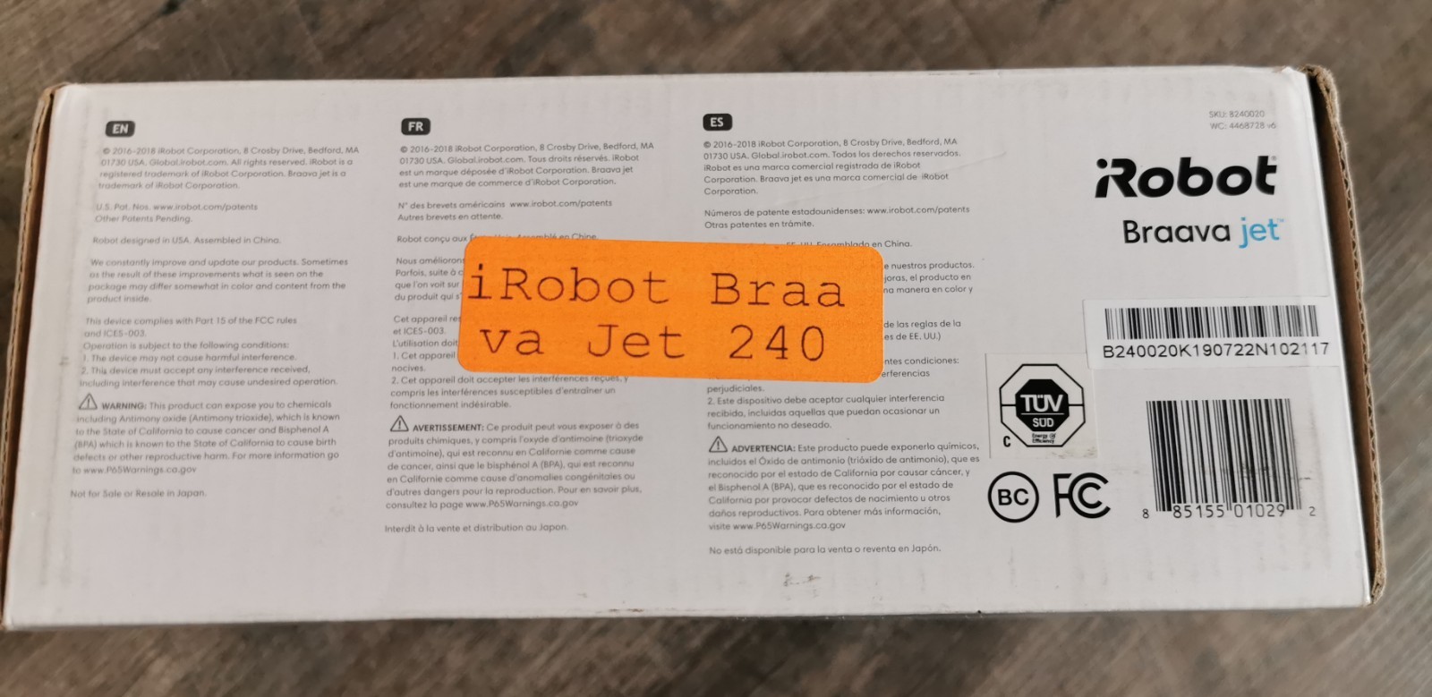 iRobot Braava Jet 240 Mopping Robot | Open Box Unused | Includes 6 Pads Charger