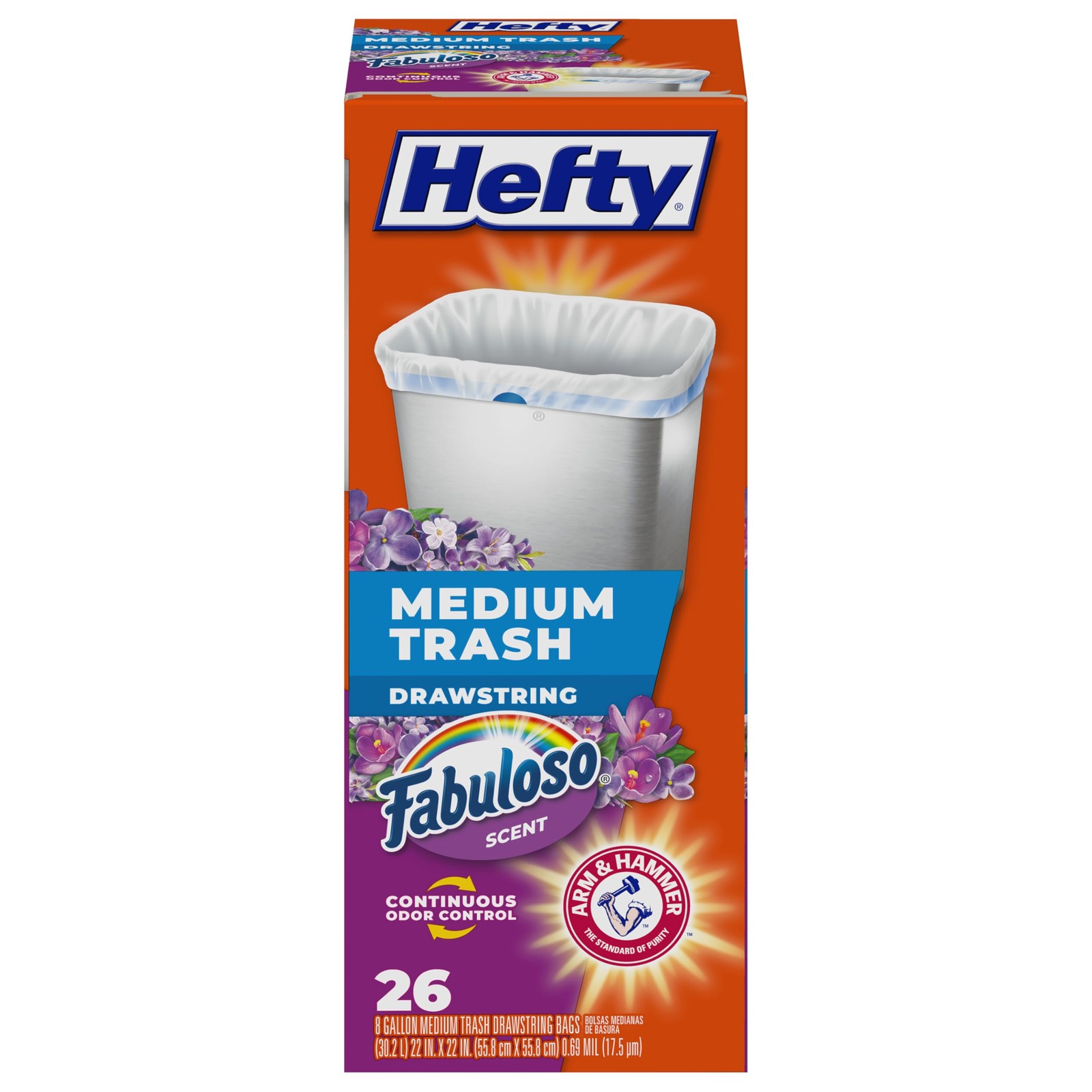 Hefty Medium Trash Bags, Fabuloso Scent, 8 26 Count (Pack of 1),