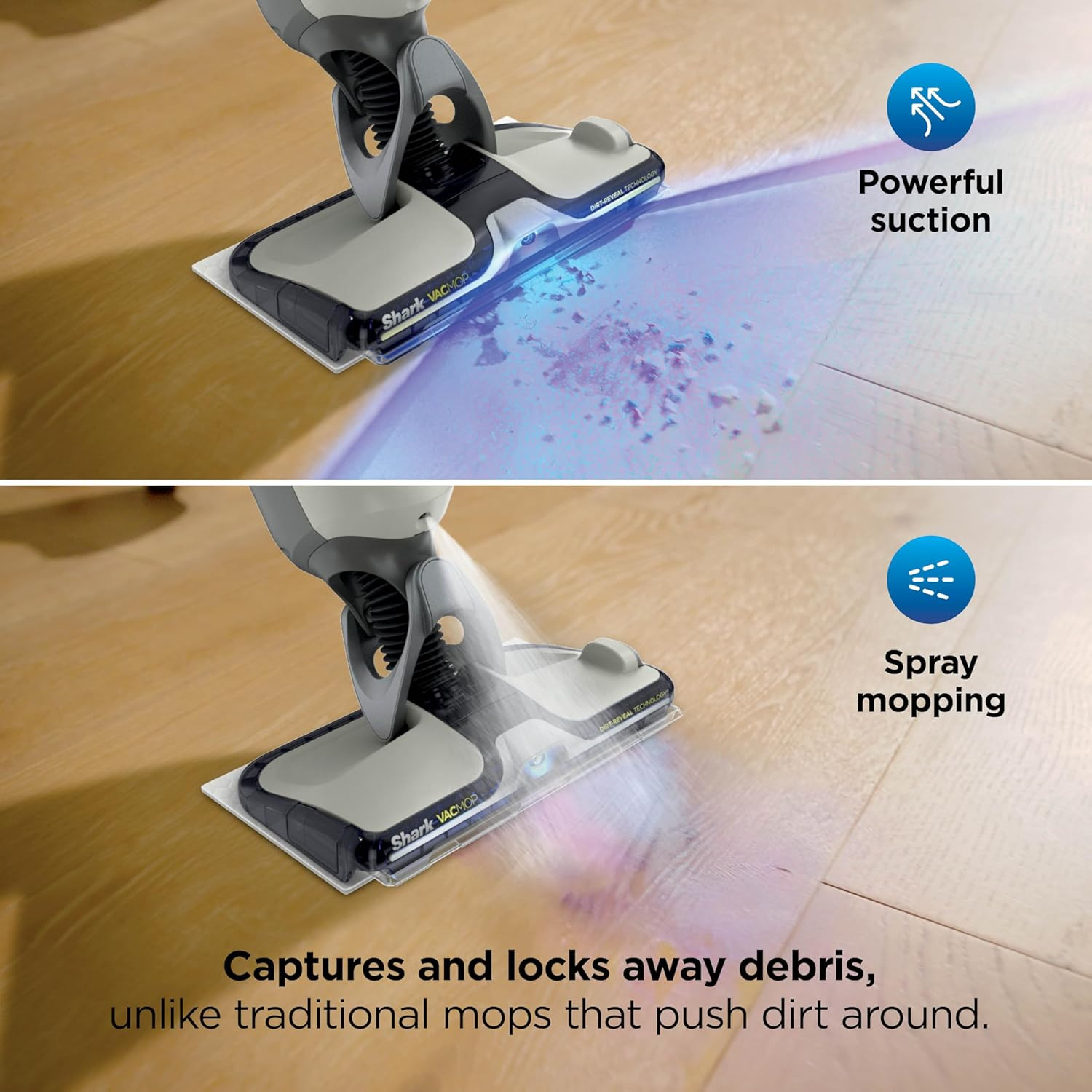 Shark VACMOP Reveal Cordless Hard Floor Cleaner, Vacuum & Spray Mop, Powerful Su