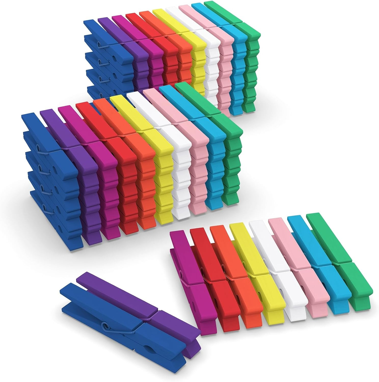 100 Pcs Colored Clothes Pins Wooden, Colored Clothespins for Crafts 2.9 Inch, Cl
