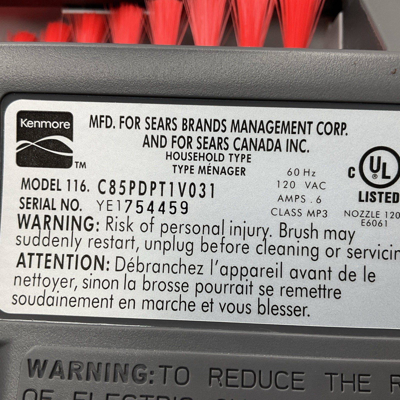 Kenmore Elite 800 Series 116 Crossover Canister Vacuum 3 ATTACHMENTS