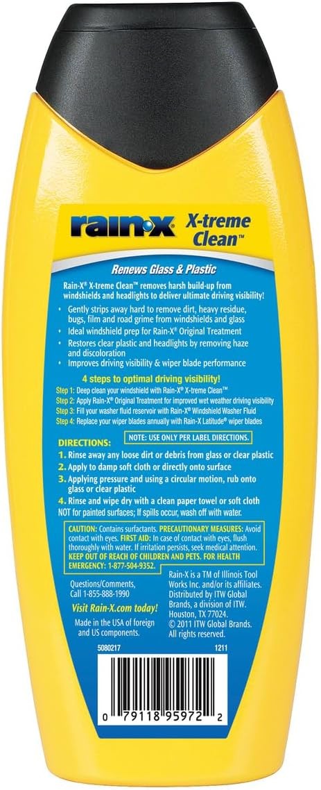 Rain X Xtreme Clean 12oz Headlight Windshield Cleaner Restores Clarity