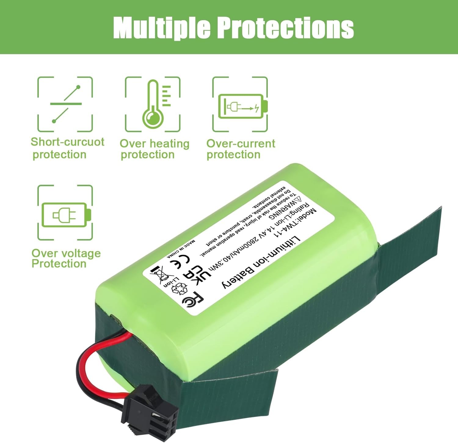 14.4V 11S Li ion Battery Replacement for Eufy RoboVac 11 11S 30 30C 15C 15T 12