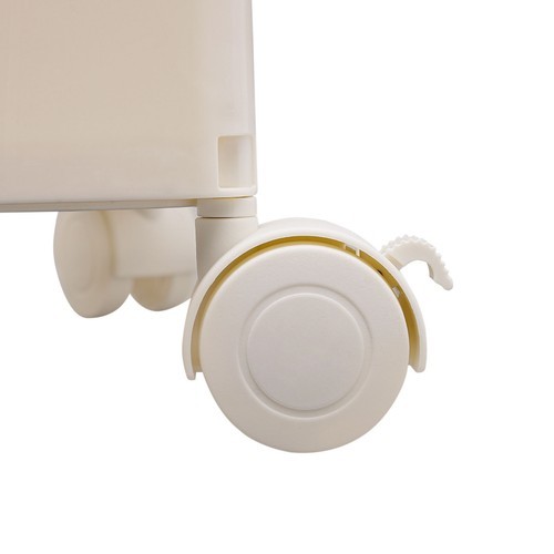 Foldable Storage Box With Wheels Removable Lid 39 × 25 × 52.5 cm Cream Yellow PP
