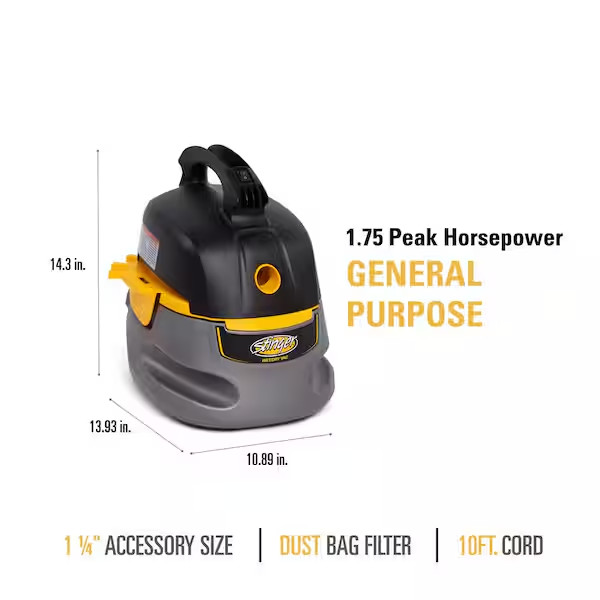 small portable wet/dry vac car auto detail shop vacuum cleaner blower 2.5-gallon