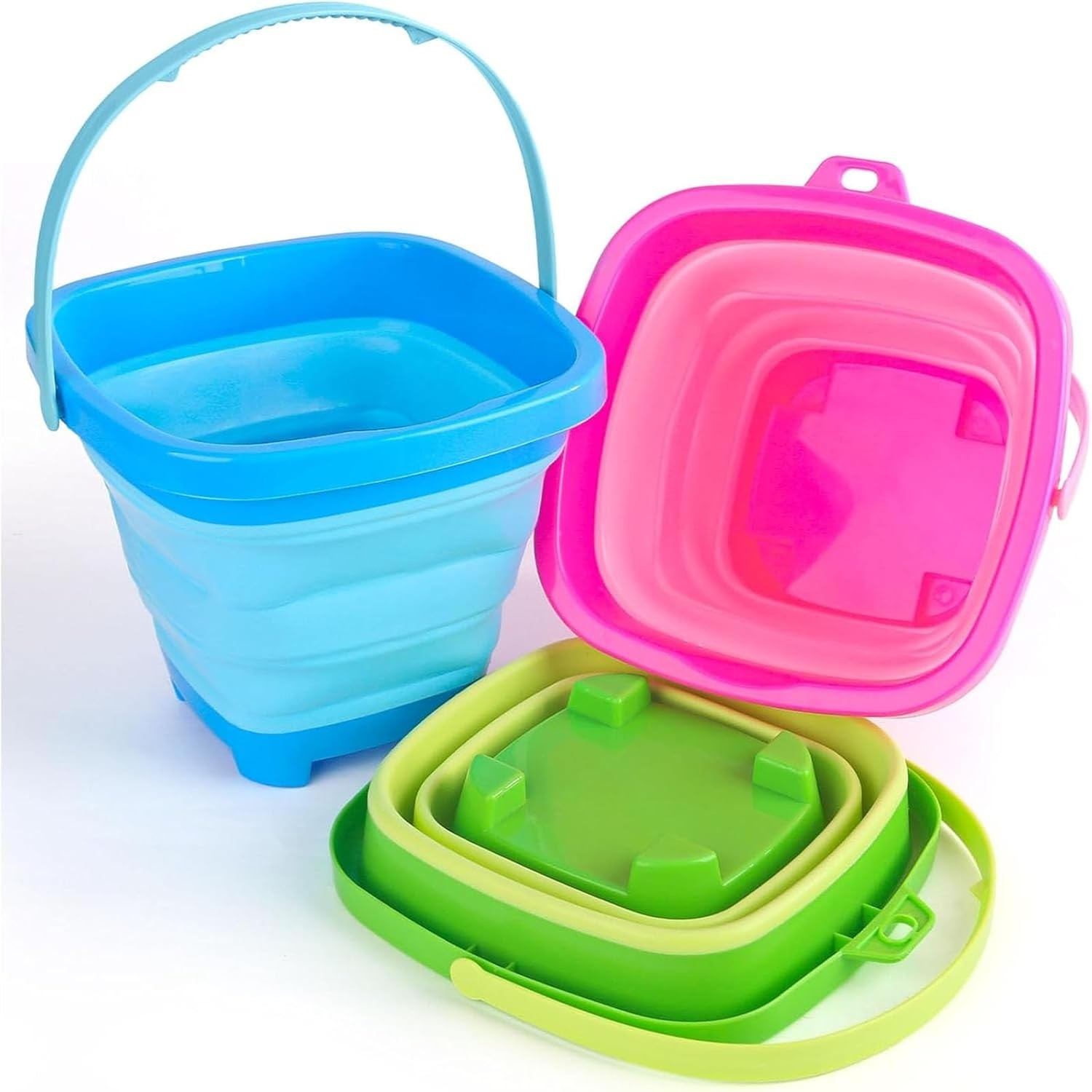 Collapsible Bucket for Kids,3 Pcs, Multicolor | Foldable Pail Bucket for Beach