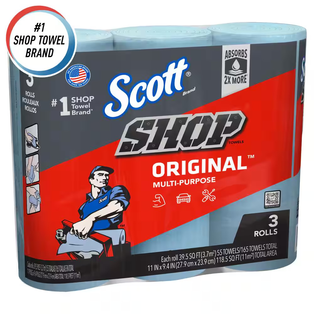 Blue Cleaning Shop Towel Cleaning Wipes (3-Pack)