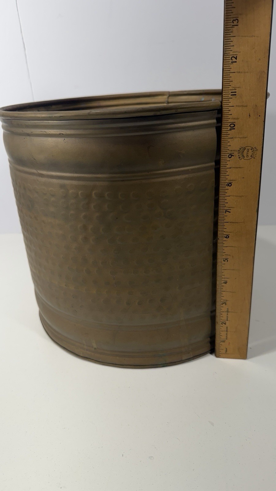 Vintage Solid Brass Planter Trash Can Waste Basket Indian Antique Finish 11”